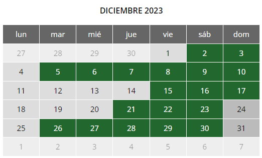 Calendario Puy du Fou - Casa Rural los Pájaros