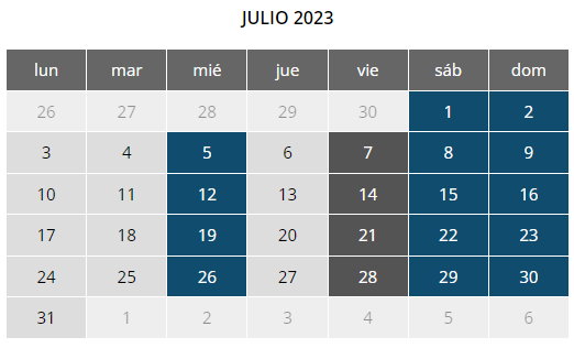 Calendario Puy du Fou - Casa Rural los Pájaros