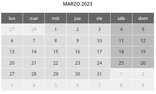 Calendario Puy du Fou - Casa Rural los Pájaros